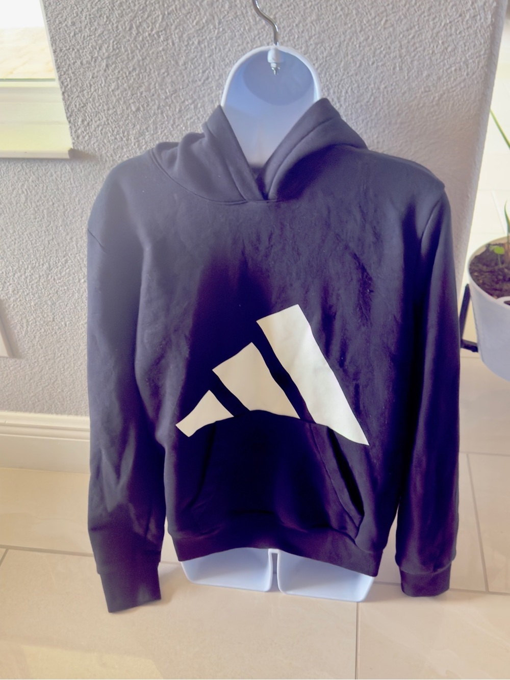 adidas Black Hoodie with Large White Trefoil Graphic